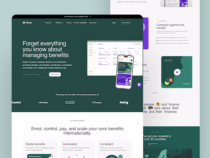 Kota - Landing Page UI Design