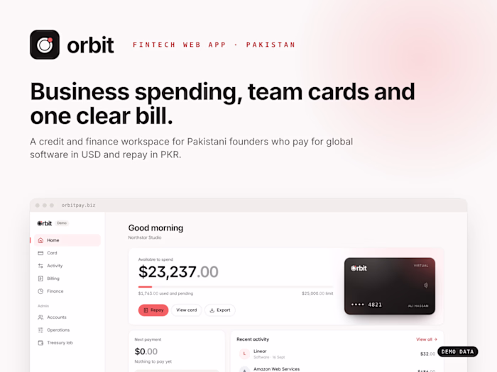 Orbit: Spending, Cards & Credit for Pakistani Founders
