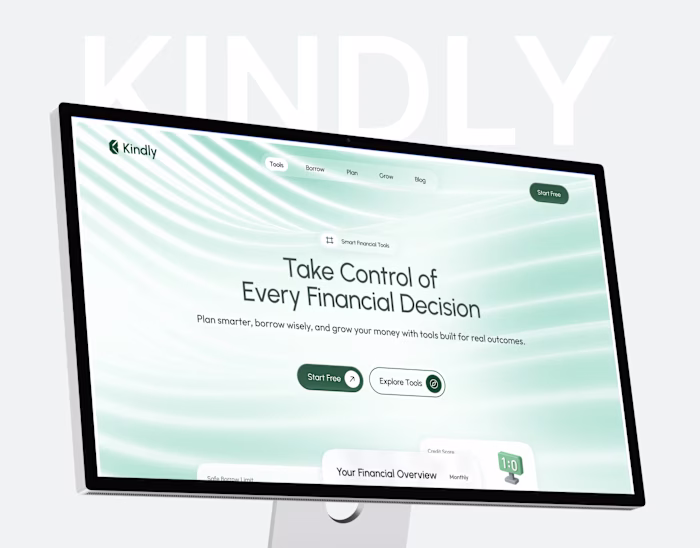 Kindly – Financial Tools Landing Page Redesign