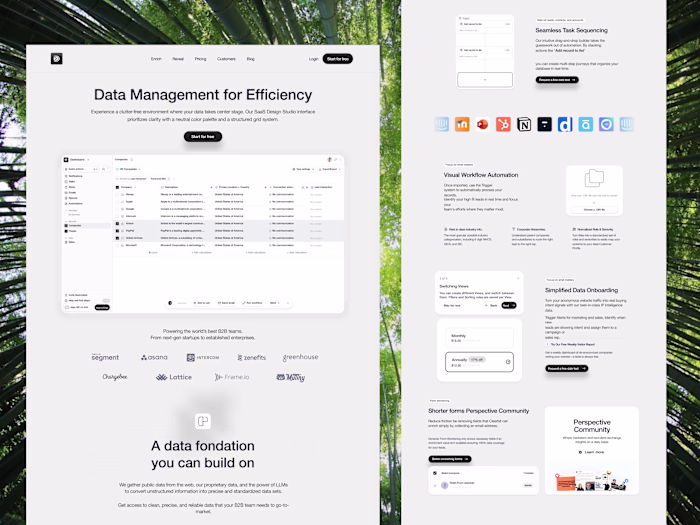 SaaS Data Management Landing Page Design