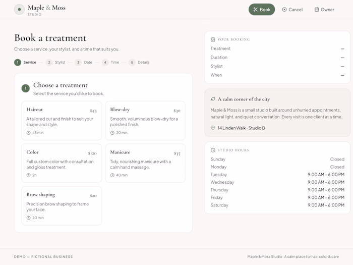 Salon Booking App Built on Base44 (demo)