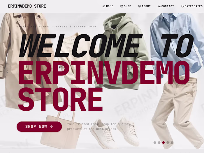 e commerce demo made using erpinv