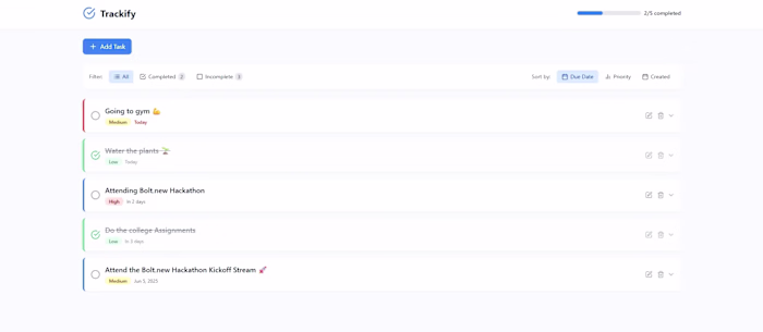Trackify - A Simple Task Tracker App