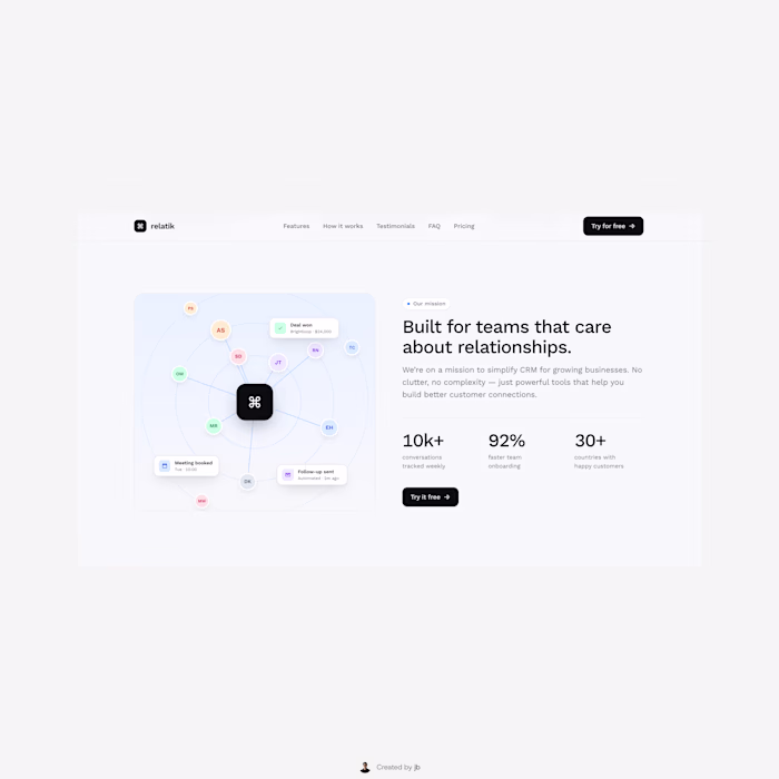 Our mission section from Relatik (https://relatik.framer.web...