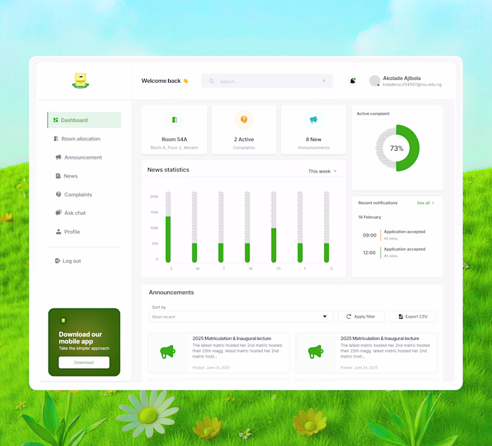 Professional UI Design for Hostel Accommodation Portal