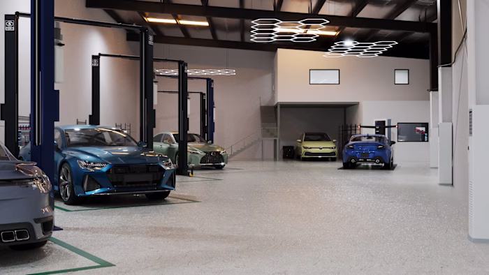 Visualization of a car service center in Dubai