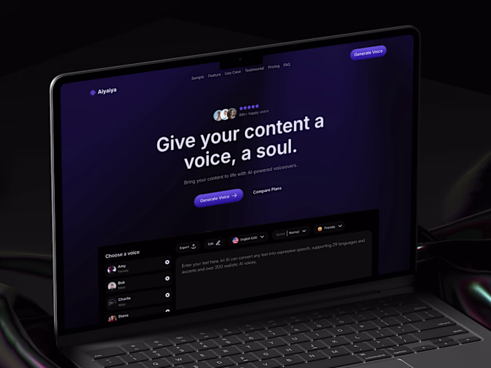 Aiyaiya — AI SaaS Landing Page (TTS)