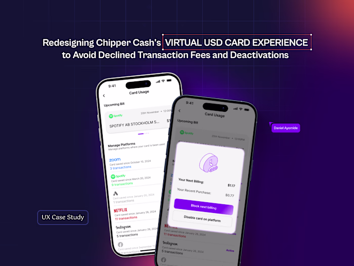 Redesigning Chipper Cash Virtual Card Experience