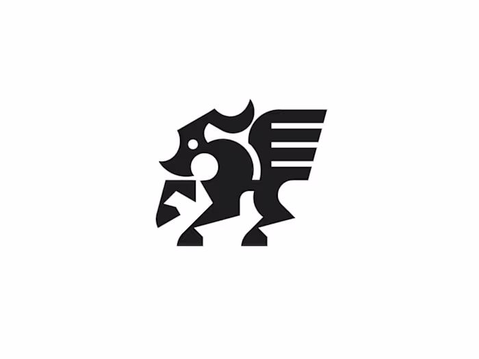Mythical pegasus horse dragon logo blends the grace of a peg...