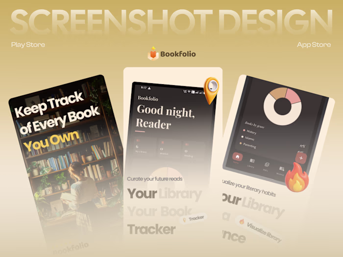 Playstore screenshot design for Bookfolio:Book tracker App. ...