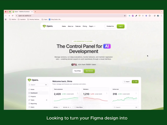 Opero Landing page