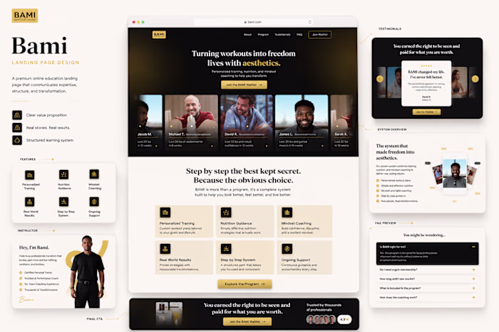 BAMI Fitness Coaching Landing Page Design & Development