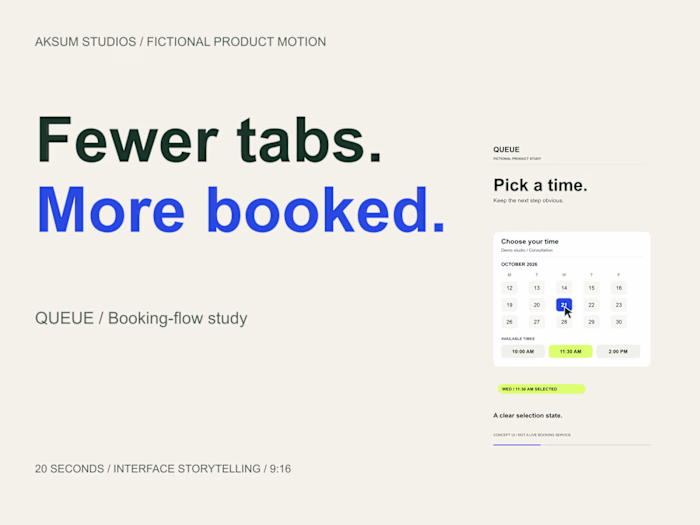 QUEUE | Booking Flow Motion Concept