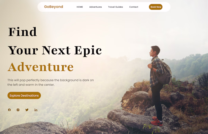 Just finished designing this clean travel adventure hero sec...