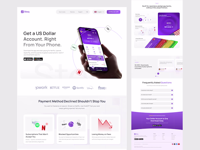 Steq — Fintech Landing Page Design