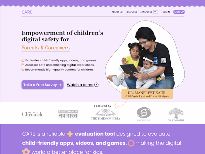 Engaging Landing Page for the Children's Digital Safety Web App