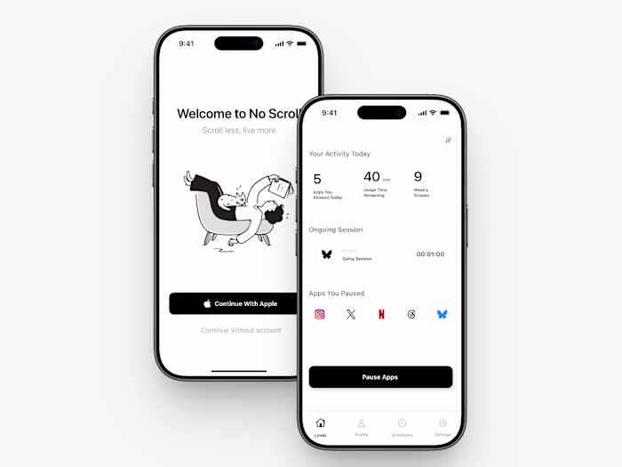 No Scroll iOS app 