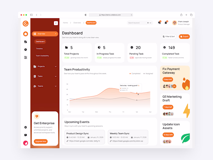 Collabora - Team Collaboration Dashboard