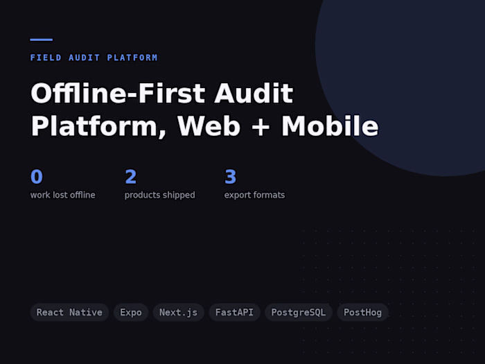 Offline-First Field Audit Platform (Web + Mobile)