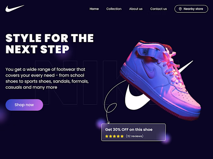 Website Home Screen