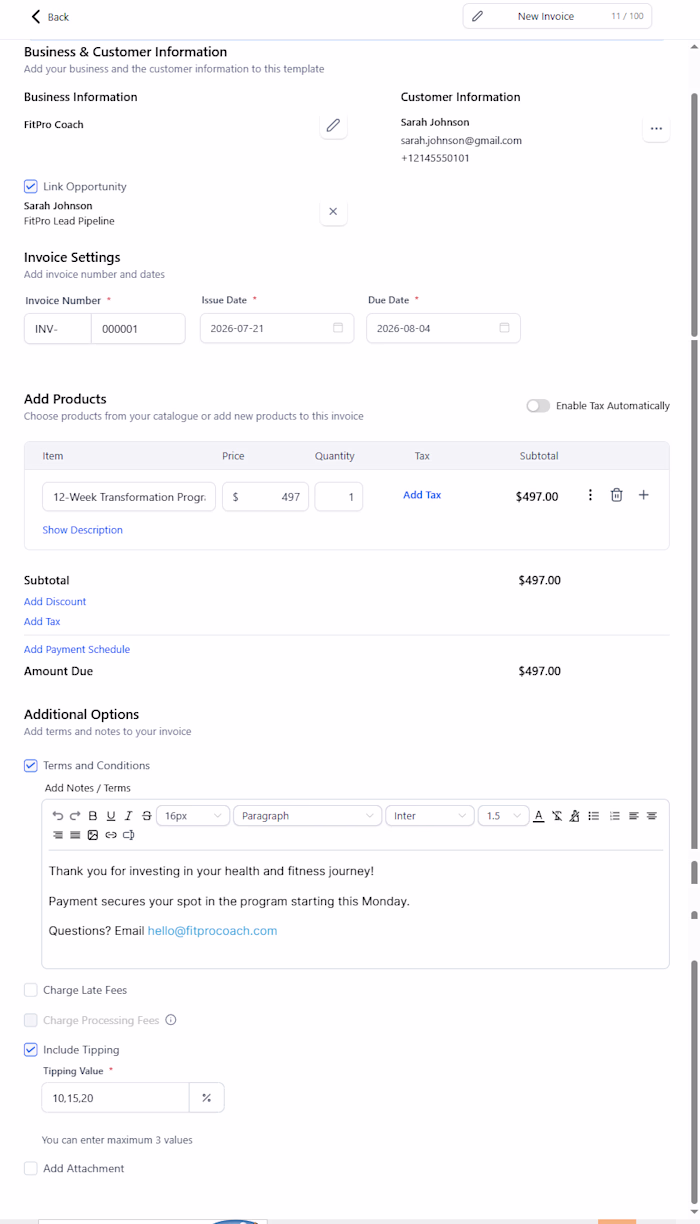 Demo payment automation showing how