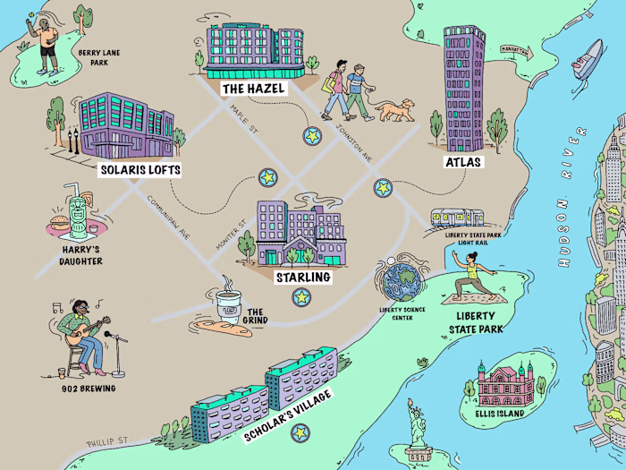 Map Illustration of Jersey City