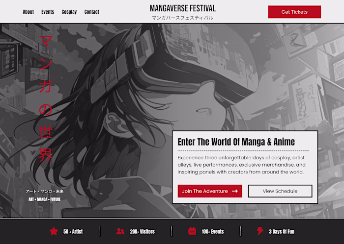 MangaVerse Festival - Hero Section