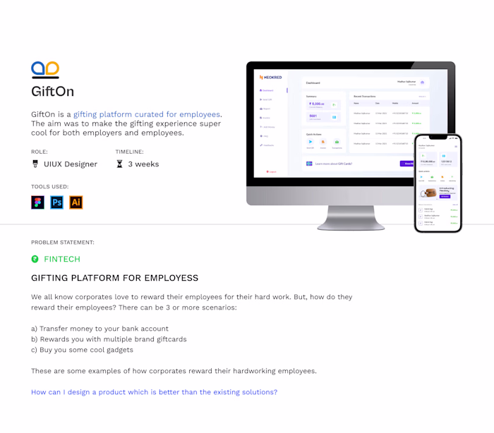 GiftOn - Gifting Platform for Corporates on Behance