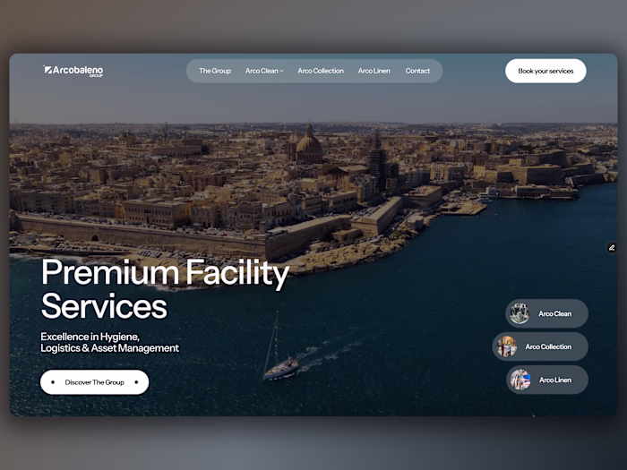 Arcobaleno Group Ltd website Redesing in framer 