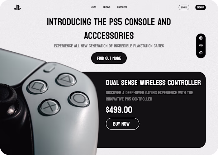 PS5 Product Page Design