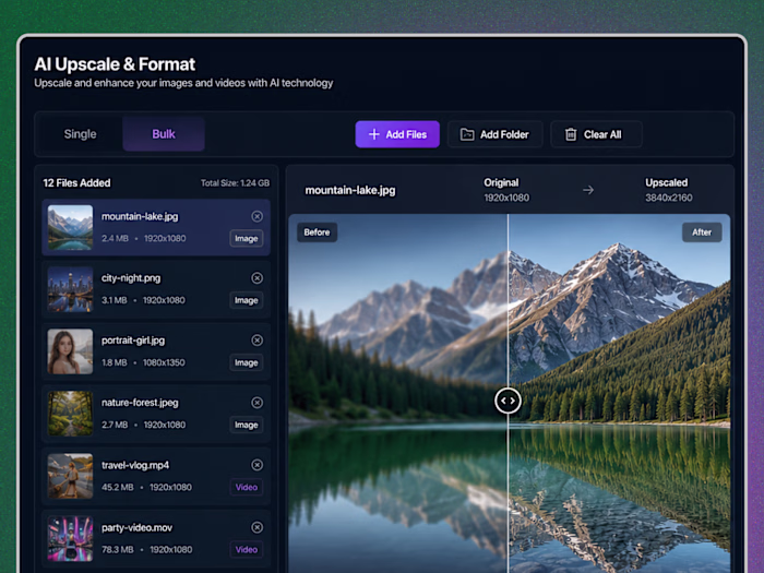 UpscalePro AI-Powered Platform Interface Design