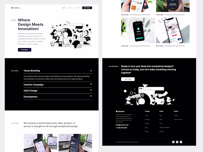 Creative Agency Landing Page Interface