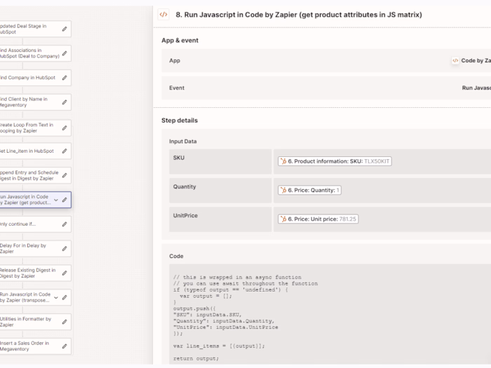 Automation: HubSpot to ERP via Zapier
