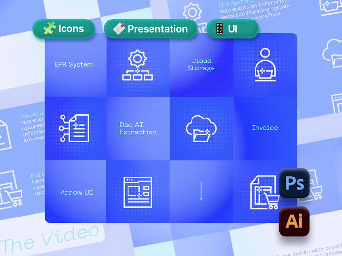 Illustrator work I Icons Set Visualizing Platform UI