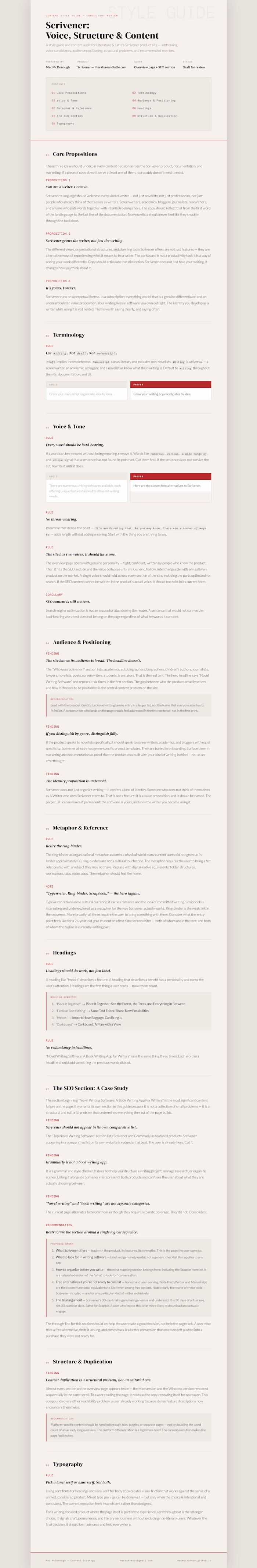 Scrivener Style Guide -- spec