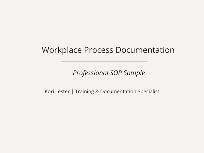 Workplace Process Documentation | SOP Sample