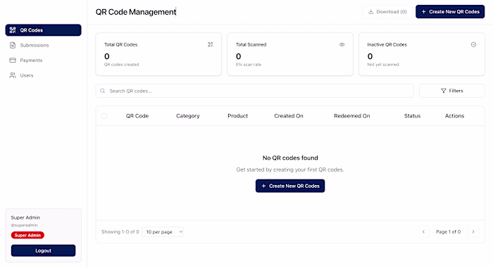 QR Code Management & Cashback System