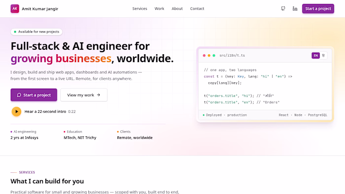 Portfolio Website by Amit Kumar Jangir