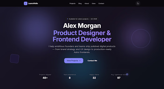 Building Launchfolio — a premium Astro 6