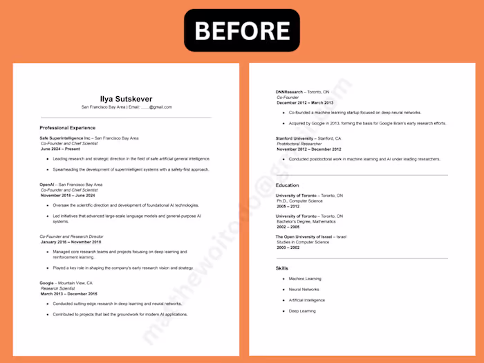 Executive Resume Transformation for AI Thought Leadership
