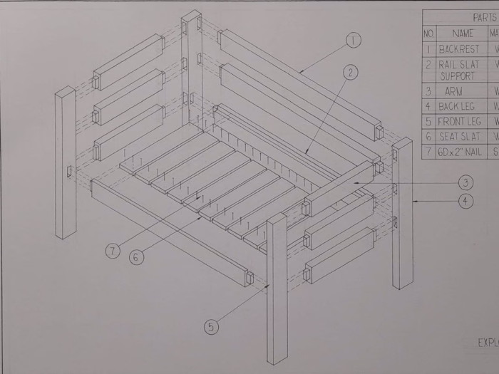 WOODEN BOX SOFA | MANUAL DRAFTING (BY HAND)