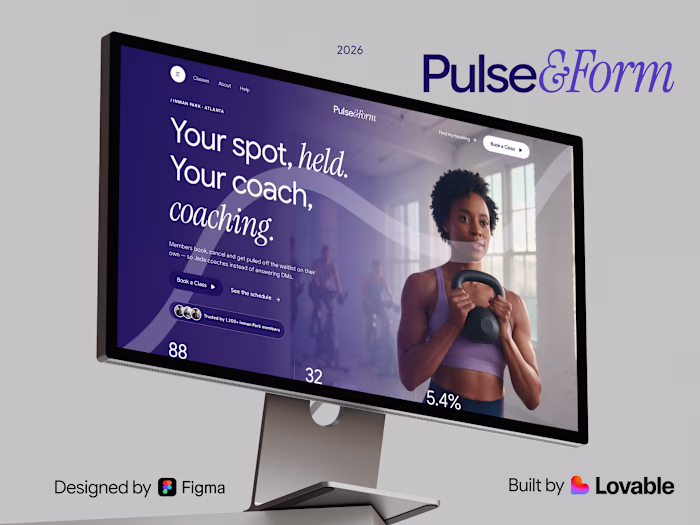 Pulse & Form Booking System for Fitness Studio