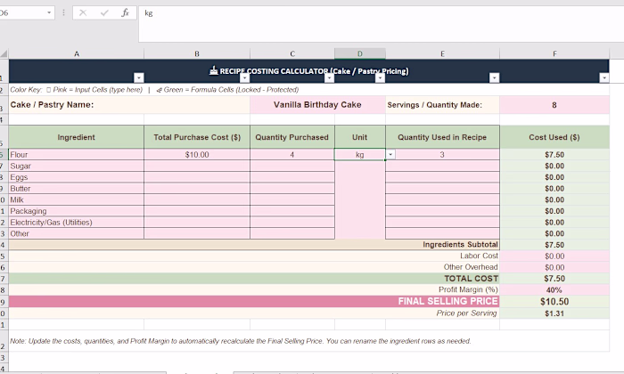 Automated Recipe Costing & Profit