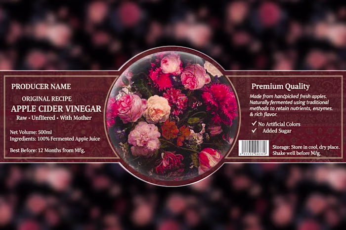 Vintage Premium Apple Cider Vinegar Label Design