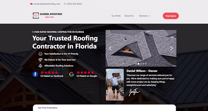 Daniel Roofing Website 