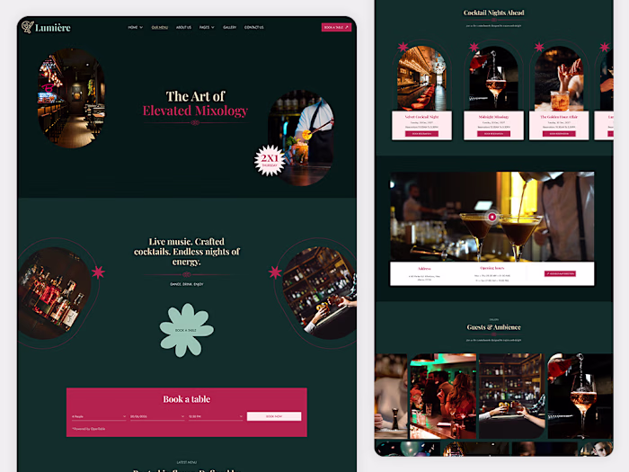 Lumière – Restaurant Table Booking Wix Template