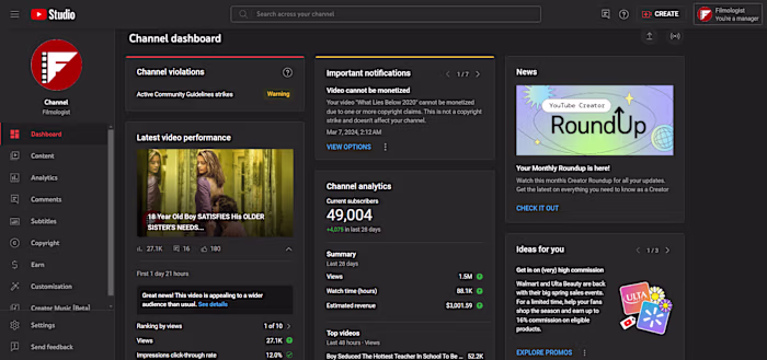 Youtube Channel Management