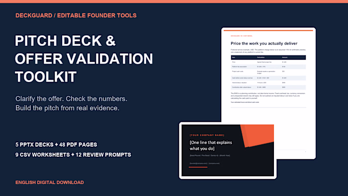Startup Offer Validation & Pitch Evidence | DeckGuard Workbooks