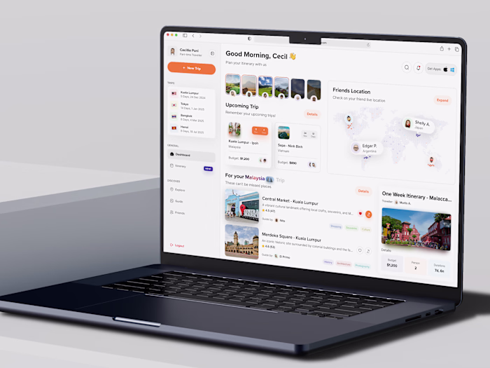 Trip Itinerary Planner Dashboard Design