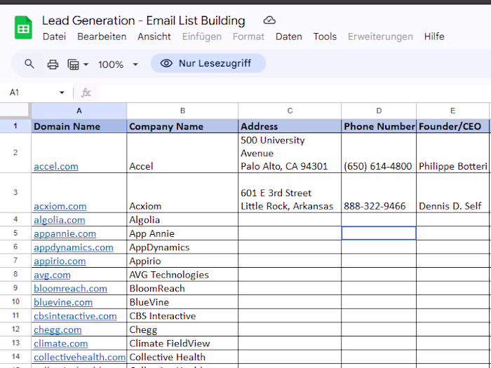  business Address, Phone Number, CEO/Founder/Owner...